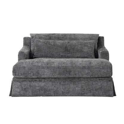 GDFStudio Chenille Sofa Bed Loveseat, Convertible Sleeper Couch with Deep Seat, 900 lbs Capacity, Upholstered Lounge Sofa with Pillows, Modern Compact Sofa for Living Room Bedroom Guest Space, Grey