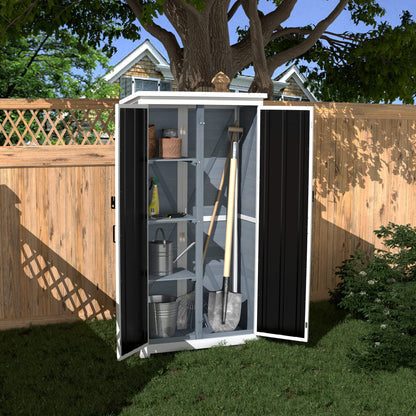 GDLF Outdoor Storage Cabinet Wood & Metal Garden Shed with Waterproof Roof and Sturdy Lockable Doors 66"