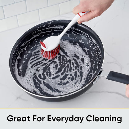 Dish Brush with Handle Vegetable Brush Double Sided Cleaning Brush Scrubber Non Scratch Scrub Brushes Kitchen Brush