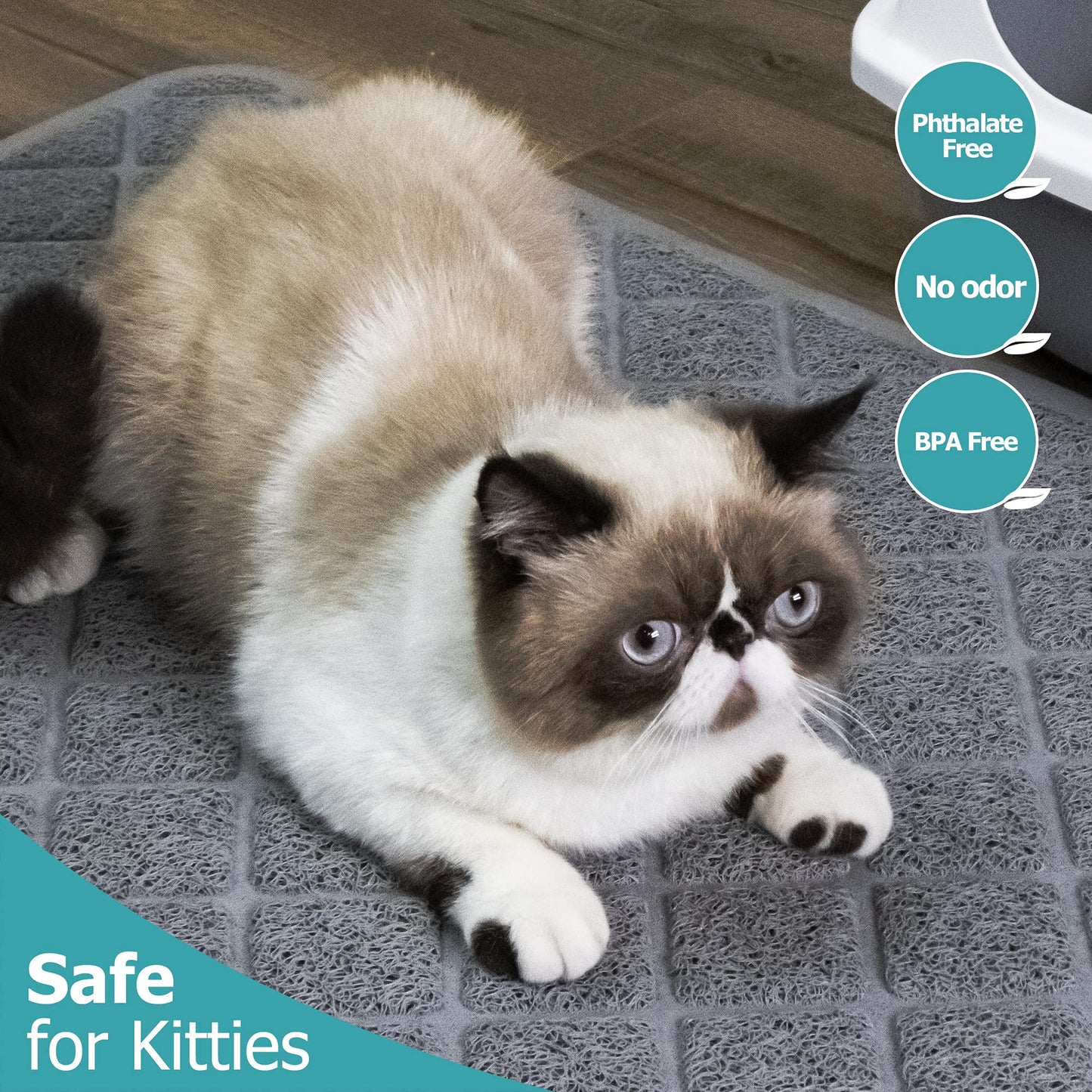 Conlun Cat Litter Mat Litter Trapping Mat, 24" x 17" Premium Durable PVC Grid Mesh with Scatter Control, Non-slip, Less Waste Cat Litter Box Mat, Soft on Kitty’s Paws, Urine Waterproof