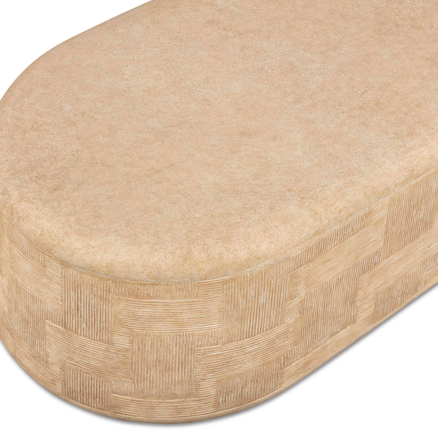 Tov Furniture Suraya Faux Travertine Concrete Rounded Coffee Table