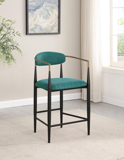 Coaster Home Furnishings - Tina - Fabric Upholstered Counter Height Chairs - Open Back, Padded Seat and Back, Footrest - Dining Room & Kitchen - Set of 2 - Green - 121185