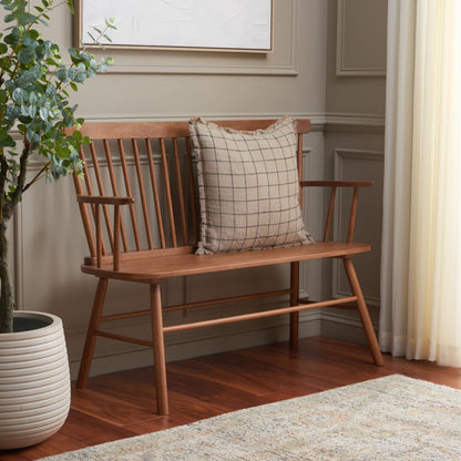 SAFAVIEH Furniture - Addison Loveseat - Honey - Solid Wood - Coastal Slatted Design - Ideal for Living Room, Sunroom, Bedroom, 18" Seat Height (AMH8513D)