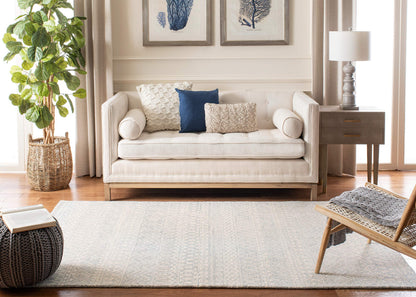 SAFAVIEH Micro-Loop Collection 10' x 14' AquaIvory MLP502K Handmade Moroccan Boho Tribal Premium Wool Living Room Dining Bedroom Area Rug