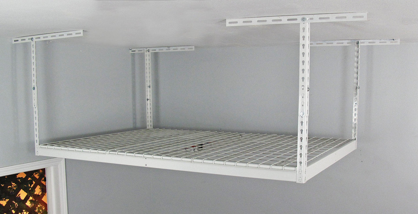 SafeRacks 4x6 Overhead Garage Storage Rack - Heavy Duty Steel Ceiling Mount Storage Shelves with 500 lb Capacity - Adjustable, Garage Overhead Storage, 18"-33" 2 Pack
