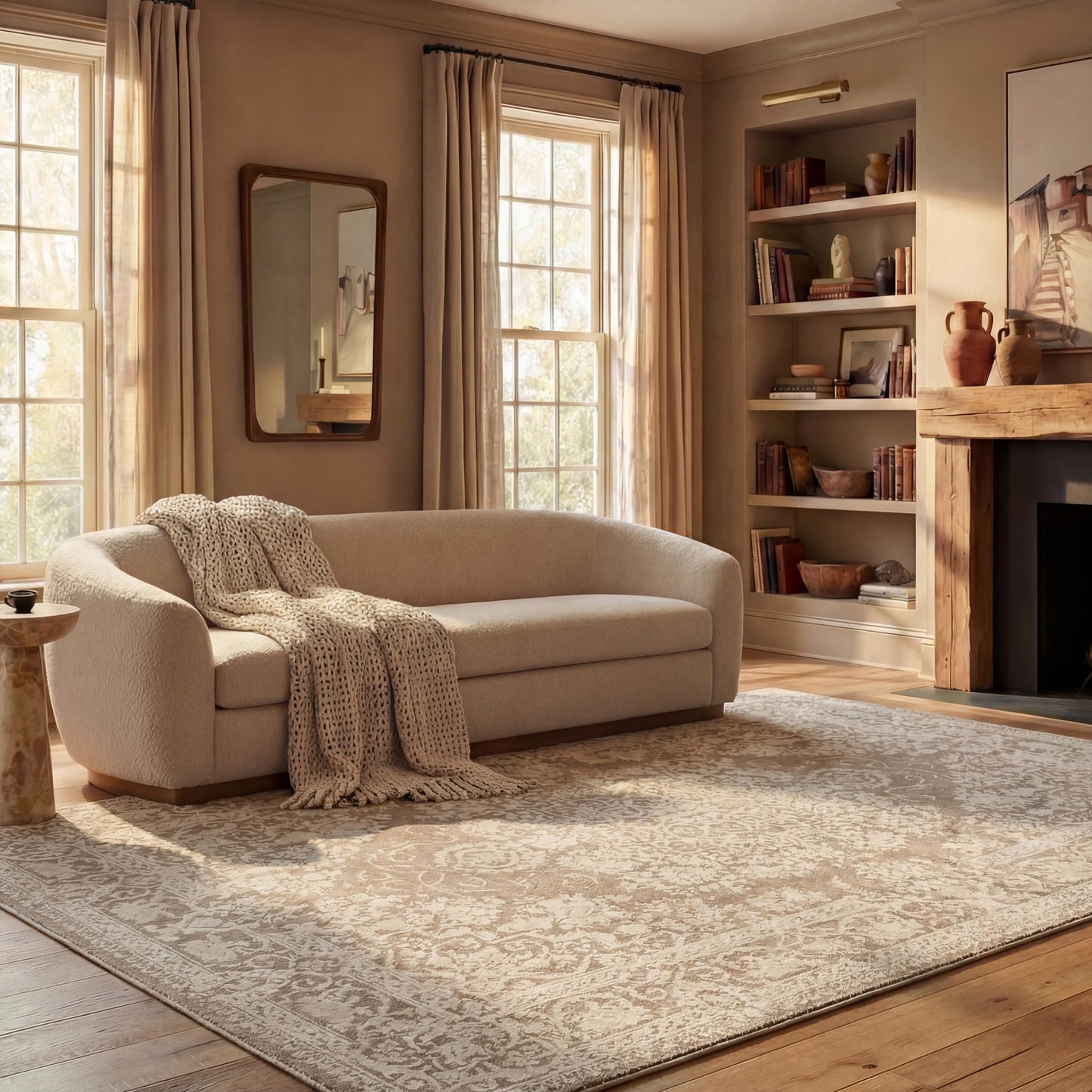 SAFAVIEH Area Rug 8x10 - Reflection Collection - Large - Beige & Cream, Non-Shedding & Easy Cleaning, Ideal for Living Room, Bedroom, Dining Space (RFT664A)