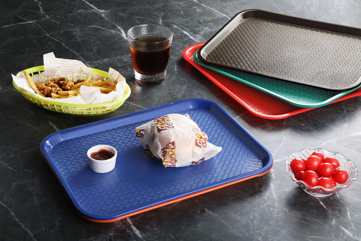 New Star Foodservice Fast Food Tray, Set of 12 (Blue, 10 by 14 Inch)