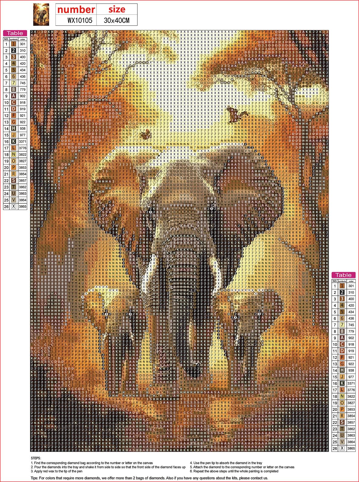 MXJSUA DIY Elephant Diamond Painting Kits for Adults, Animal Diamond Gem Art Painting for Beginners, Diamond Picture with Full Round Drill Dots Craft Set Gift, 12 * 16 Inch