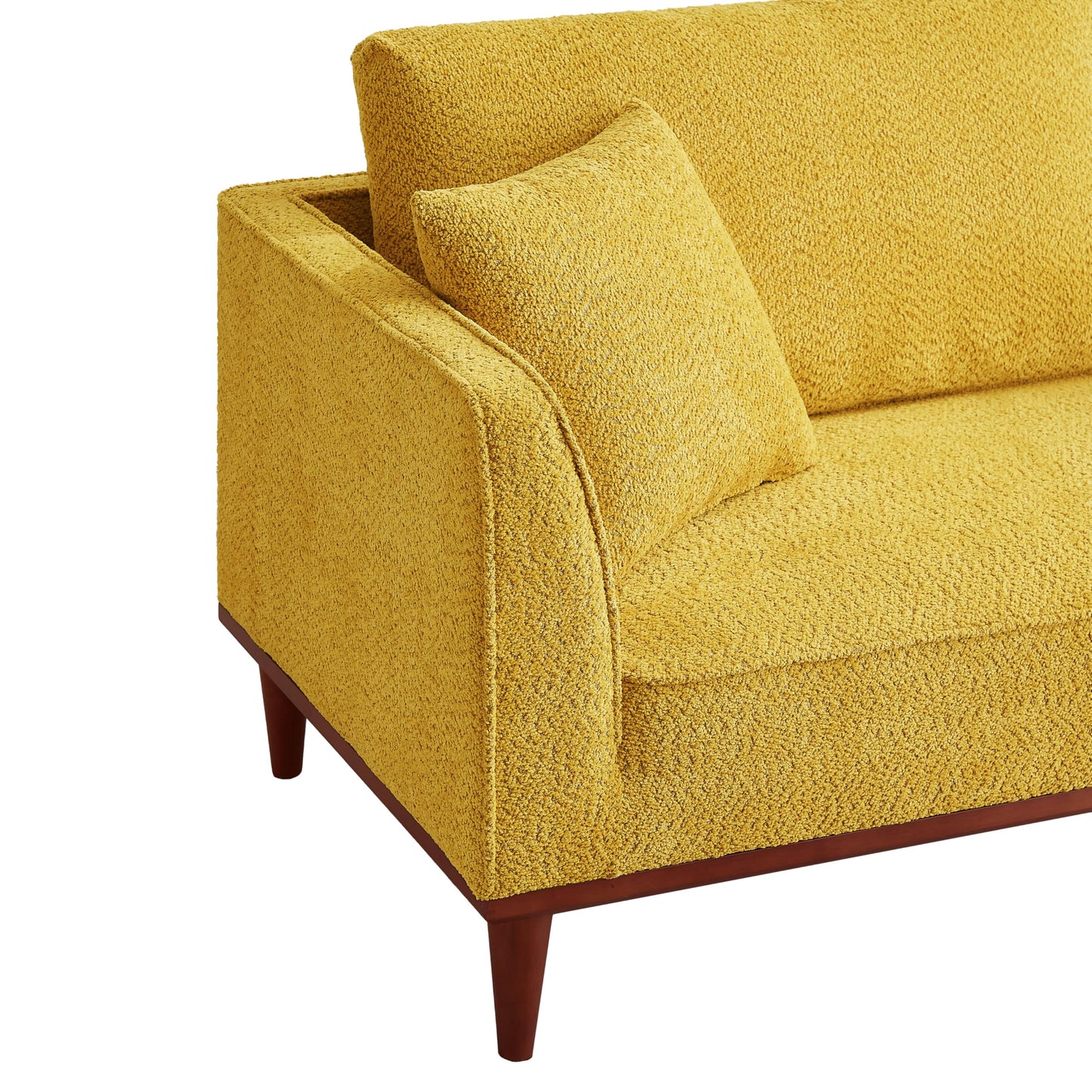 KEIKI 73" Upholstered Chaise Lounge Chair Indoor, Left-Hand Facing Long Chaise with Ottoman, Reading Lounge for Small Space Bedroom or Living Room, Yellow
