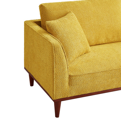 KEIKI 73" Upholstered Chaise Lounge Chair Indoor, Left-Hand Facing Long Chaise with Ottoman, Reading Lounge for Small Space Bedroom or Living Room, Yellow