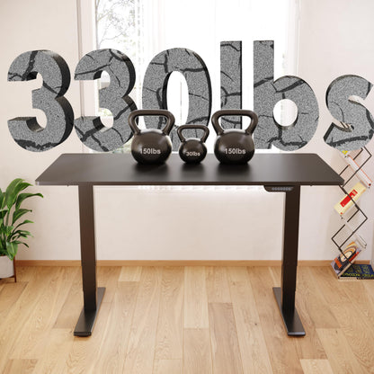 FLEXISPOT E6 MAX Dual Motor 55x28 Inch 3-Stage Heavy Duty Standing Desk, 330lbs Weight Capacity, Height Adjustable Desk w/Cable Management & Wheels (Seamless Black Desktop + Black Frame)