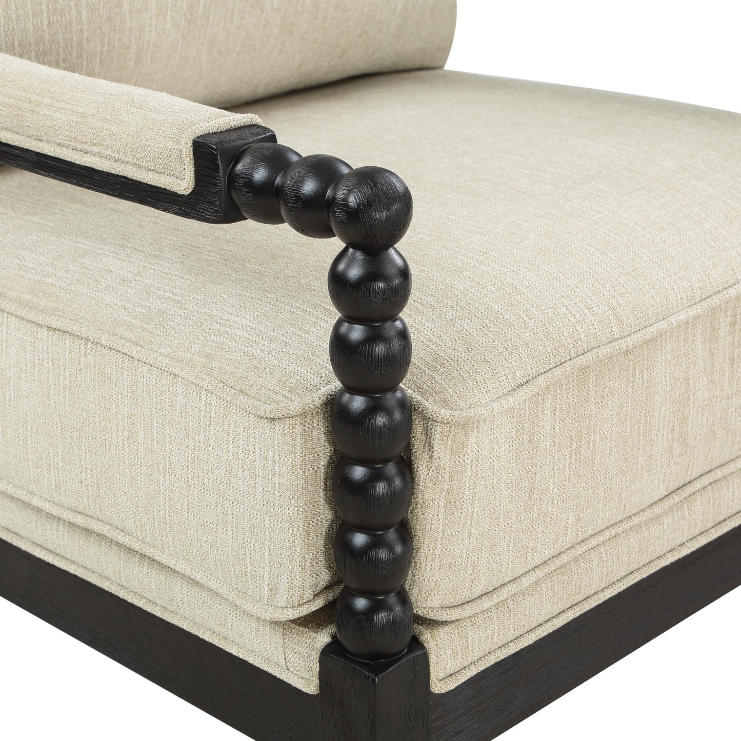 OSP Home Furnishings Eliza Spindle Accent Chair, Linen Fabric with Black Wood