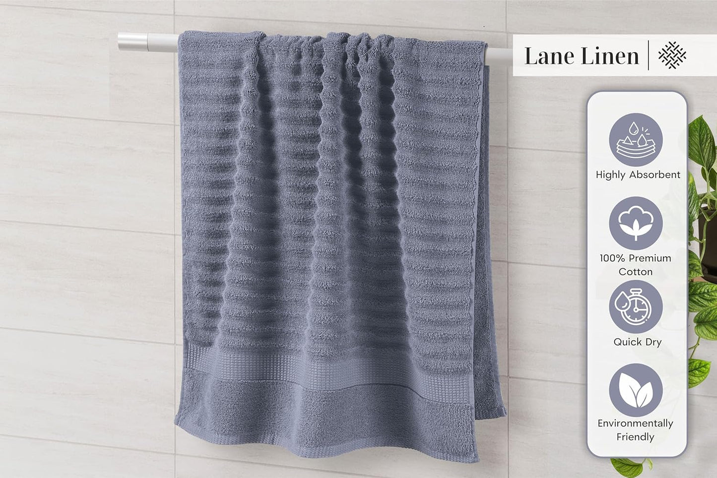 6 Set 100% 2 2 2 LANE LINEN Towels for Bathroom - Piece Value - Mercerized Cotton, Super Soft & Quick Dry - Bath