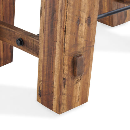 Alaterre Furniture Durango 27-Inch Solid Wood Side Table – Set of 2 Heavy-Duty Industrial End Tables with 100lb Capacity for Living Room, Bedroom, or Office (Natural Grain Lacquer Finish)