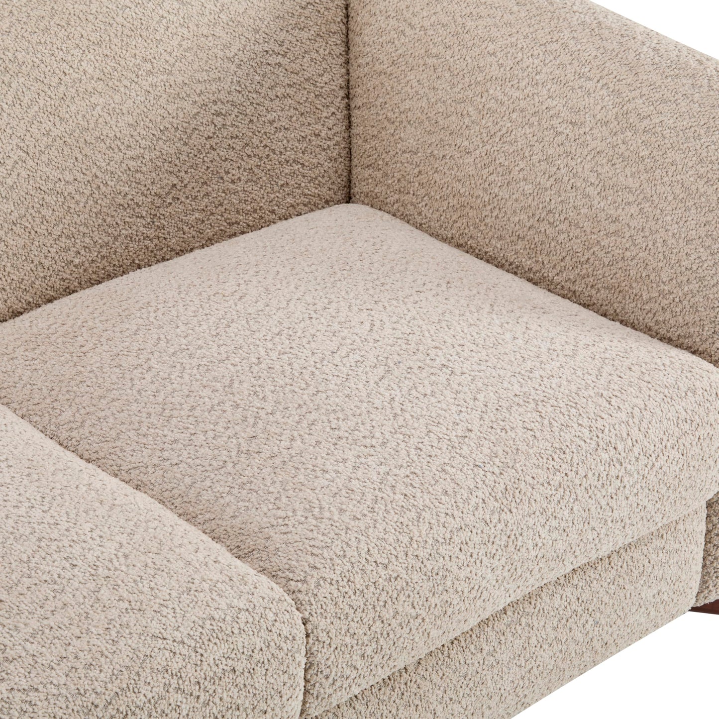 Merax 63 Inch Modern Boucle Upholstered 2-Seater Sofa, Chenille Fabric Loveseat with Solid Wood Legs, Low Profile Small Couch for Living Room, Almond