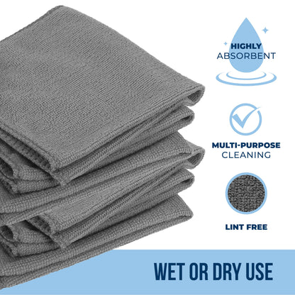 GREEN LIFESTYLE Microfiber Cleaning Cloth 11.5" x 11.5" 150 Pack - Edgeless Microfiber Towels for Cars, Cleaning Rags, Lint Free Car Microfiber Towel, Reusable Cleaning Cloths for House, Garage (Grey)