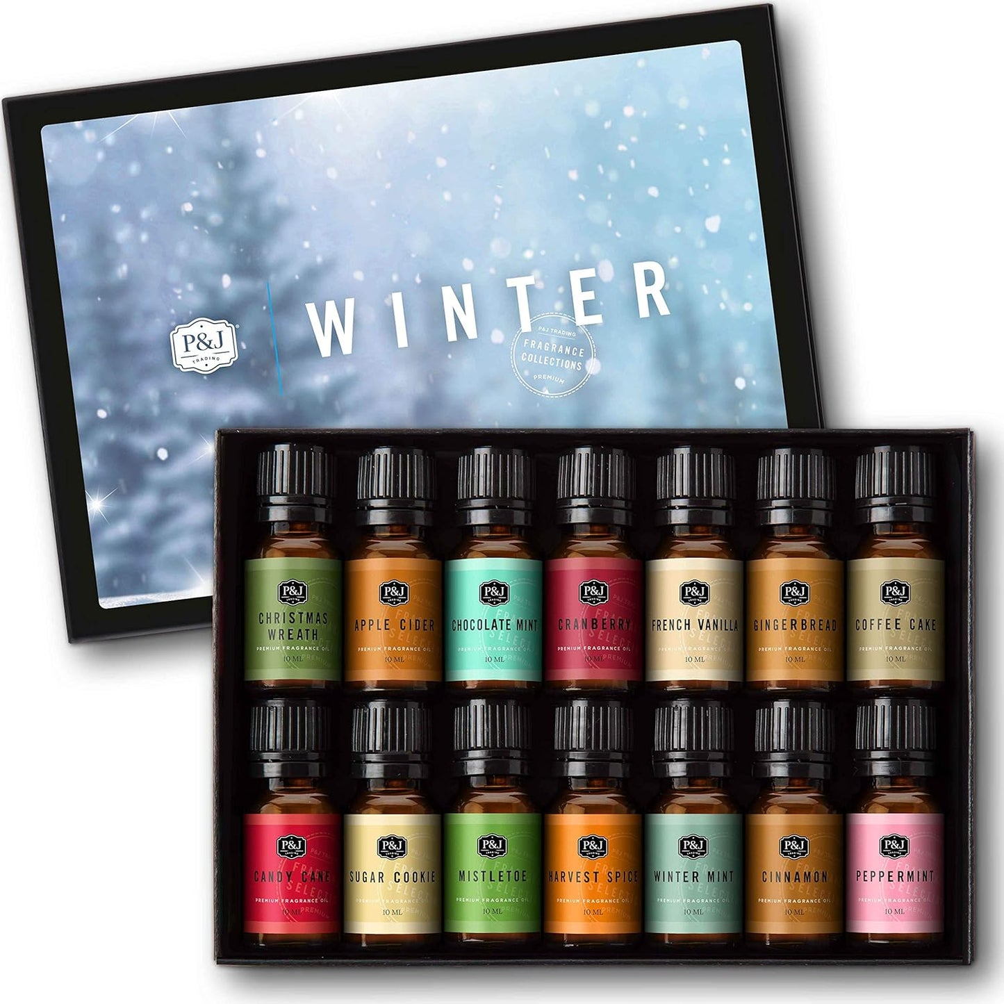 P&J Fragrance Oil Autumn Set | Brown Sugar, Apple, Harvest Spice, Vanilla, Forest Pine, and Snickerdoodle Candle Scents for Candle Making, Freshie, Soap Making Supplies, Diffuser Oil Scents