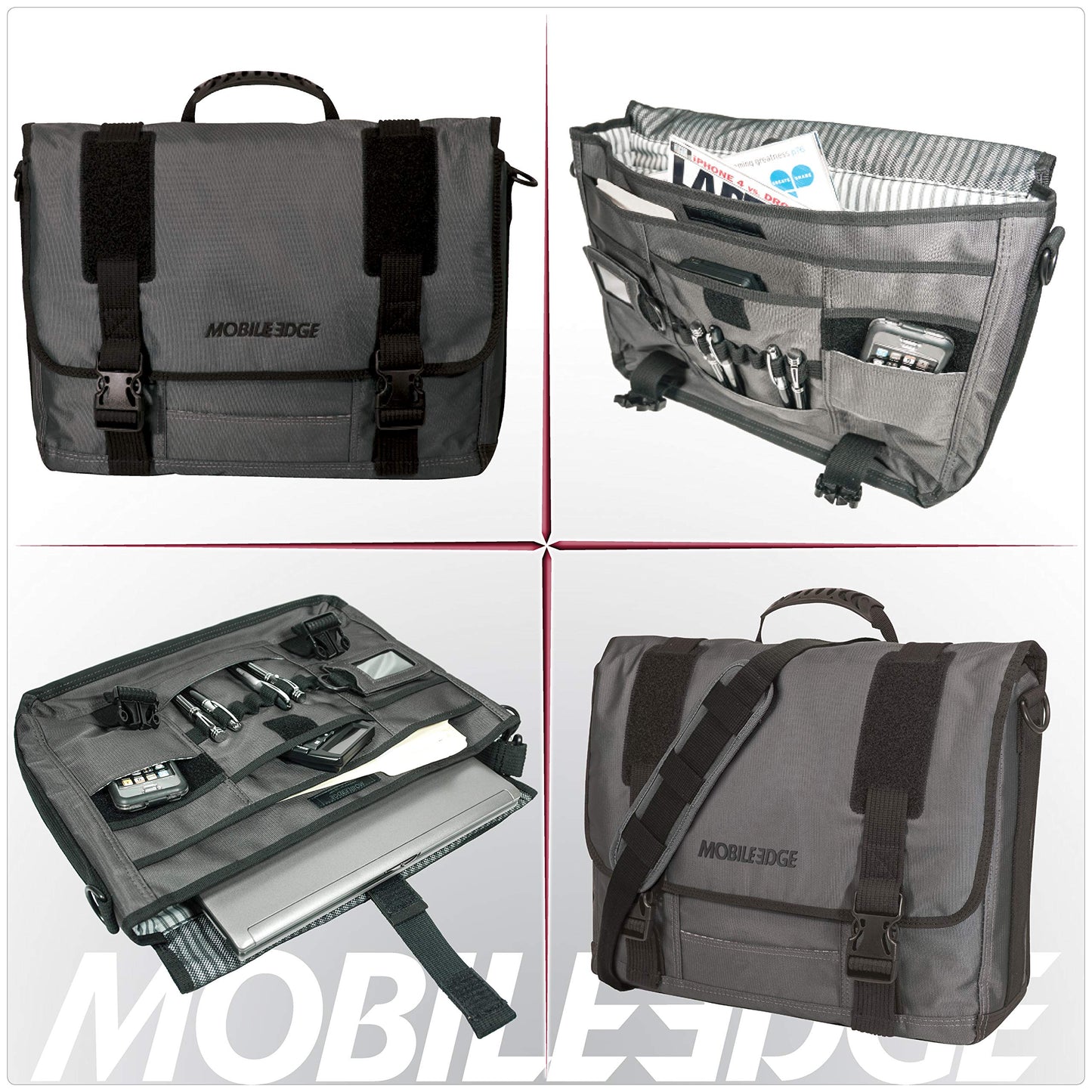 Mobile Edge ECO Laptop Messenger Bag for Men and Women, Fits Up To 17.3 Inch Laptops, Travel Work Computer Bag, Cotton Canvas, Padded Pockets, Black