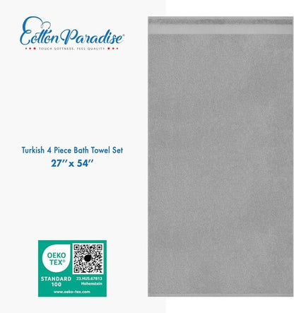 Cotton Paradise Extra Large Soft Plush Turkish Bath Towels Set - 4 Piece in Light Grey