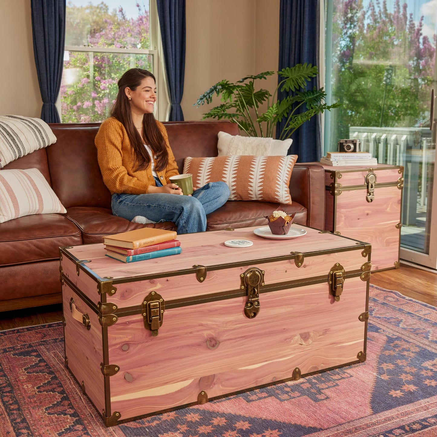 Rhino Trunk & Case Knotty Cedar Chest – XXL Storage Box, Coffee Table, End of Bed Trunk or Entryway Storage Bench – 36"x18"x18" USA-Made, Furniture Grade, Heirloom Aesthetic – Strong and Secure