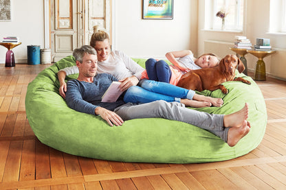 Lumaland Luxurious Giant 7ft Bean Bag Chair with Microsuede Cover - Ultra Soft, Foam Filling, Washable XXL Bean Bag Sofa for Kids, Teenagers, Adults - Sack Chair for Dorm, Family Room - Light Green