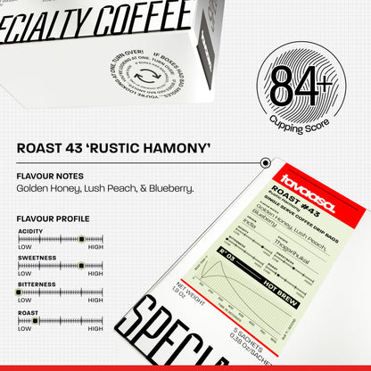 Tavaasa Engineered Specialty Coffee 10x11g Drip Bags |Roast #43, Rustic Harmony|84+,GoldenHoney, Lush Peach & Blueberry|Single-Serve Pour Over|Nitrogen-Flushed Sachets|SO, 100% Arabica, Hot Brew, 110g