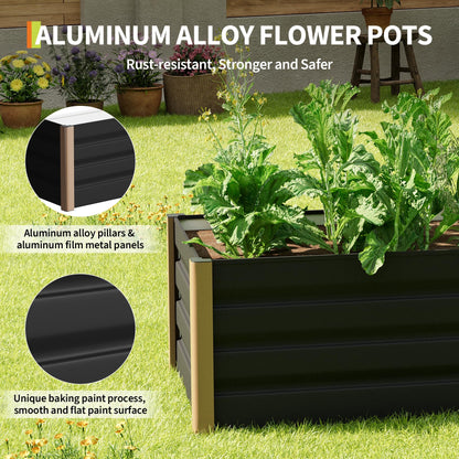 IDEALHOUSE 94 x 39 x 16 in Aluminum Raised Garden Bed, Open Bottom Planter Box Kit, Rounded Safety Corners, Protective Edge Trim, Gray