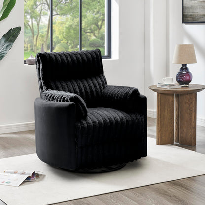 Roundhill Furniture Bocaton Wide Wale Corduroy Upholstery Manual Recliner, Black