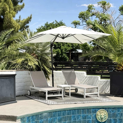 PURPLE LEAF Outdoor Chaise Lounge Set Elderly-Friendly Straight Legs Adjustable Sunbathing Recliner with Side Table for Back Support Patio Poolside Beach Lounge Chairs Khaki