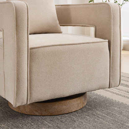 KEIKI Swivel Accent Chair, Comfy Sofa with Open Back, Club Chair Leisure Arm Chair for Lounge for Nursery Bedroom Living Room Hotel Office, Beige