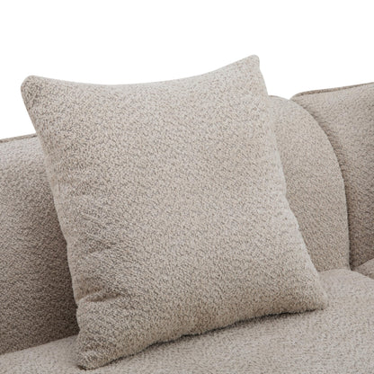 Merax 126 Inch Curved Sectional Sofa, Oversized 5-Seater Modern L-Shape Couch with 4 Pillows, Modular Velvet Fabric Sofa for Large Living Room, Almond