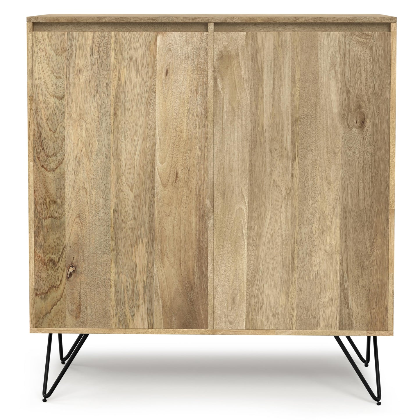 SIMPLIHOME Hunter Solid Mango Wood and Metal 39 inchWide Modern Industrial Medium Storage Cabinet in Natural for the Living Room, Entryway and Family Room