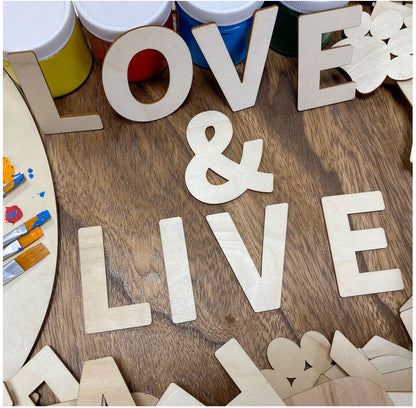 182 Pieces 2-1/2 Inch (2.5") Wooden Letters Craft Wood Letter Unfinished Alphabets with Extras Wall Decor