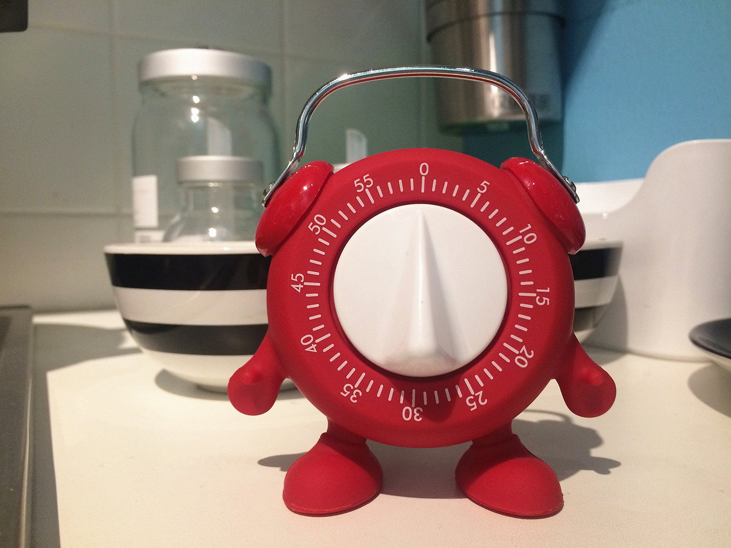 Kitchen Timer, 60 Minutes Countdown Cooking Teaching Egg Potty Training Wind Up Cute Timeout Timer No Battery （Red）