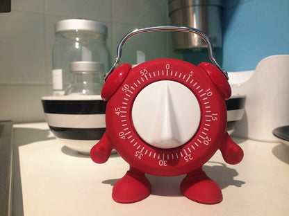 Kitchen Timer, 60 Minutes Countdown Cooking Teaching Egg Potty Training Wind Up Cute Timeout Timer No Battery （Red）
