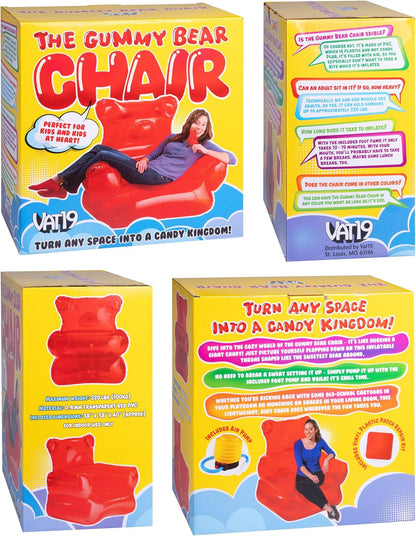 VAT19 Gummy The Bear Inflatable Chair, PVC, Red, Eclectic Style for Relaxing, Decor, Gaming