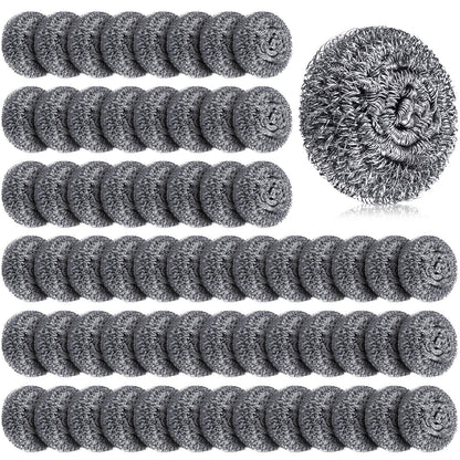 Honeydak 150 Pack Stainless Steel Scourers Steel Wool Scrubbers Bulk Separately Packaged 2.5 Inch, 15 Gram Metal Scourers Sponges Wire Scouring Pad for Stove Pot Pan Oven Kitchen Restaurant(Classic)