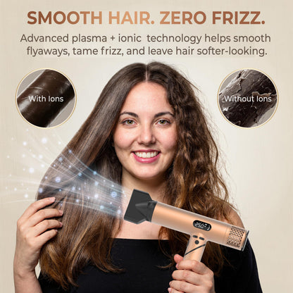 FusionHeat Dual Voltage Travel Hair Dryer with Magnetic Diffuser - 1600W High-Speed Ionic Blow Dryer for Women, Automatic Dual Voltage 110V-240V, Lightweight & Compact, Foldable, Heat Control