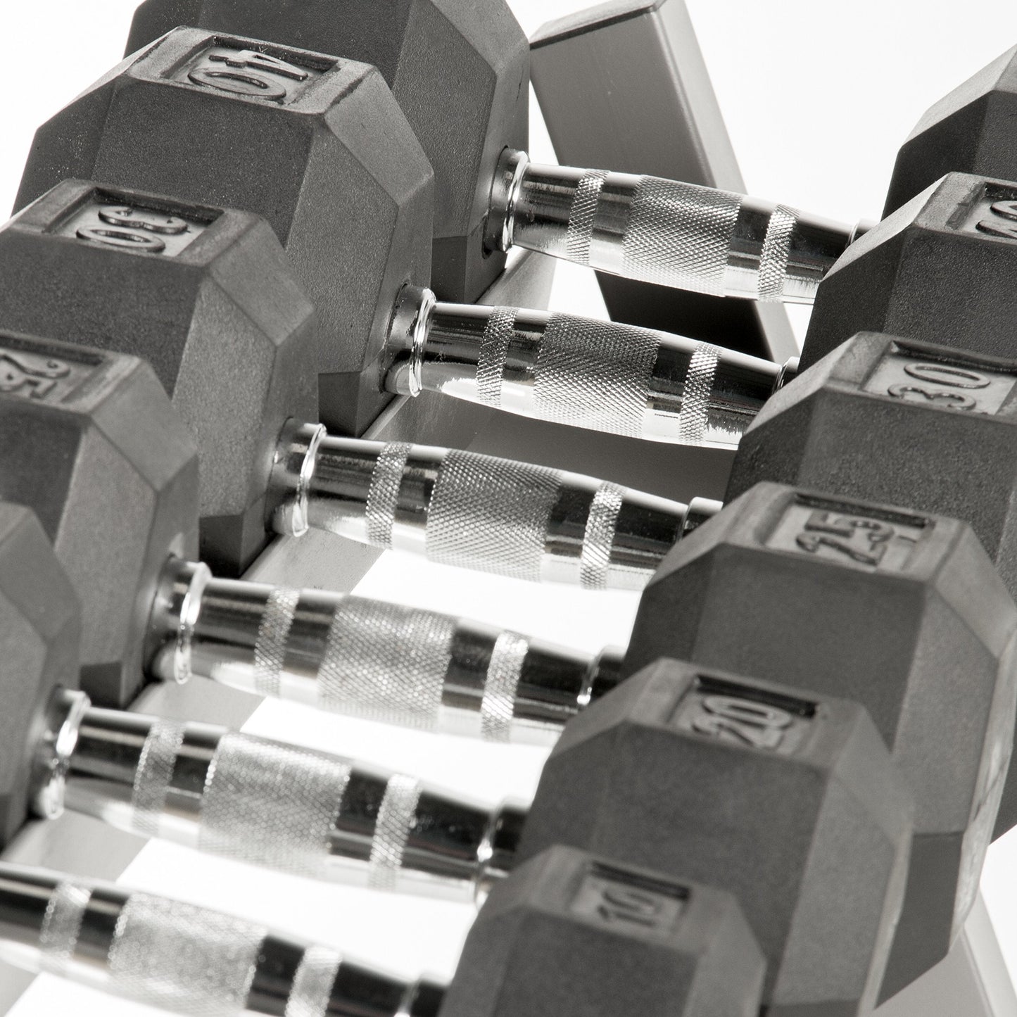 XMARK 3-Tier Dumbbells Weight Storage Rack, Holds 5-50 Pound Hex Dumbbells Weight Set (10 Pairs Capacity)