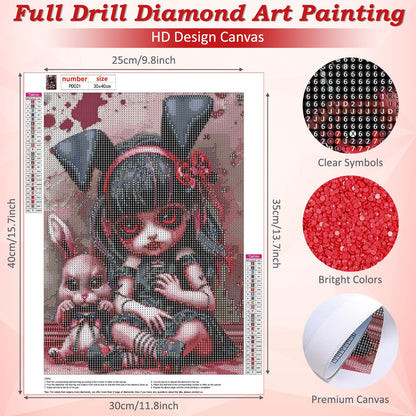 DOMROM Gothic Diamond Painting Kits for Adults, Scary Doll Diamond Art Paintings Kit for Beginners, 5D Full Drill Diamand Art Kits, Gem Art Crafts for Adults Wall Decor 12x16inch