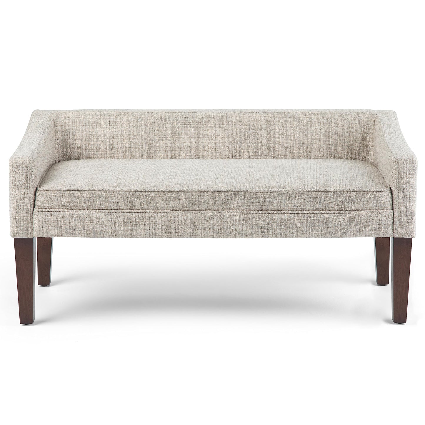 SIMPLIHOME Parris Upholstered Bench - 50 inch Wide Upholstered Hallway Seat in Platinum, Contemporary Bench for Entryway or Living Room with Tufted Cushion, Solid Wood Legs and Sleek Profile