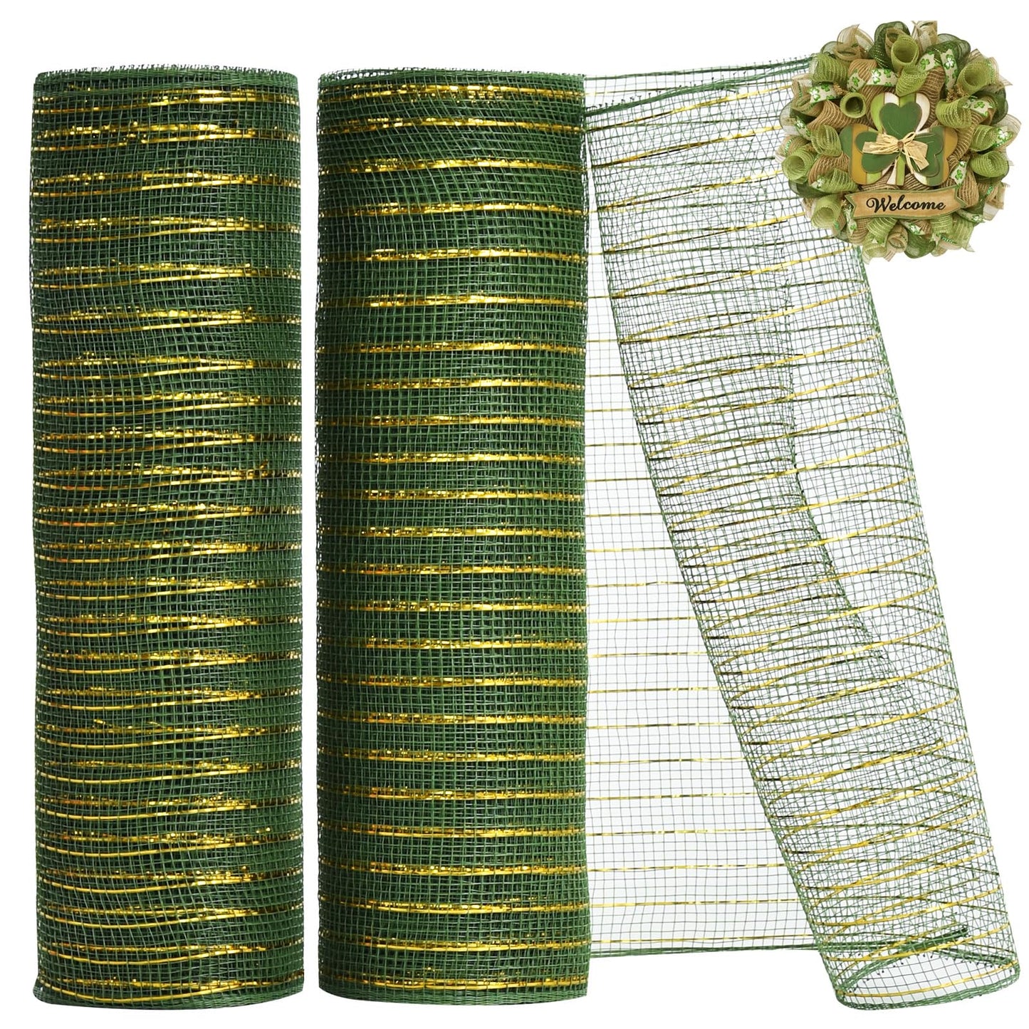 TONIFUL 2 Rolls 10 Inch Sage Green Decorative Mesh Ribbbon Rolls, Fabric Mesh for Wreath Supplies Front Door Wreath Crafts Tree Decor Easter Christmas Thanksgiving Halloween Decor (10 yds/roll)