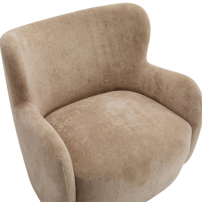 Merax Wingback Accent Armchair, Velvet Upholstered Lounge Chair with Pocket Spring Cushion and Solid Birch Legs, Mid Century Modern Reading Chair for Living Room Bedroom, Camel