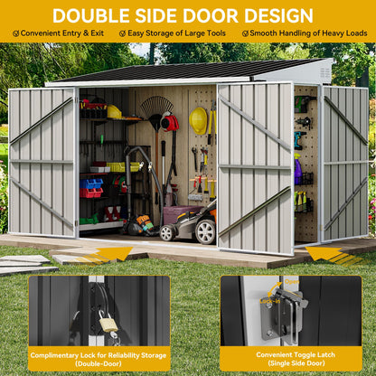DWVO 7x4 FT Outdoor Weatherproof Storage Shed, Secure Metal Bike Shed w/Lockable Entry, Garden Storage Solution for Lawn Equipment, Tools, Waste Bin, Dark Gray
