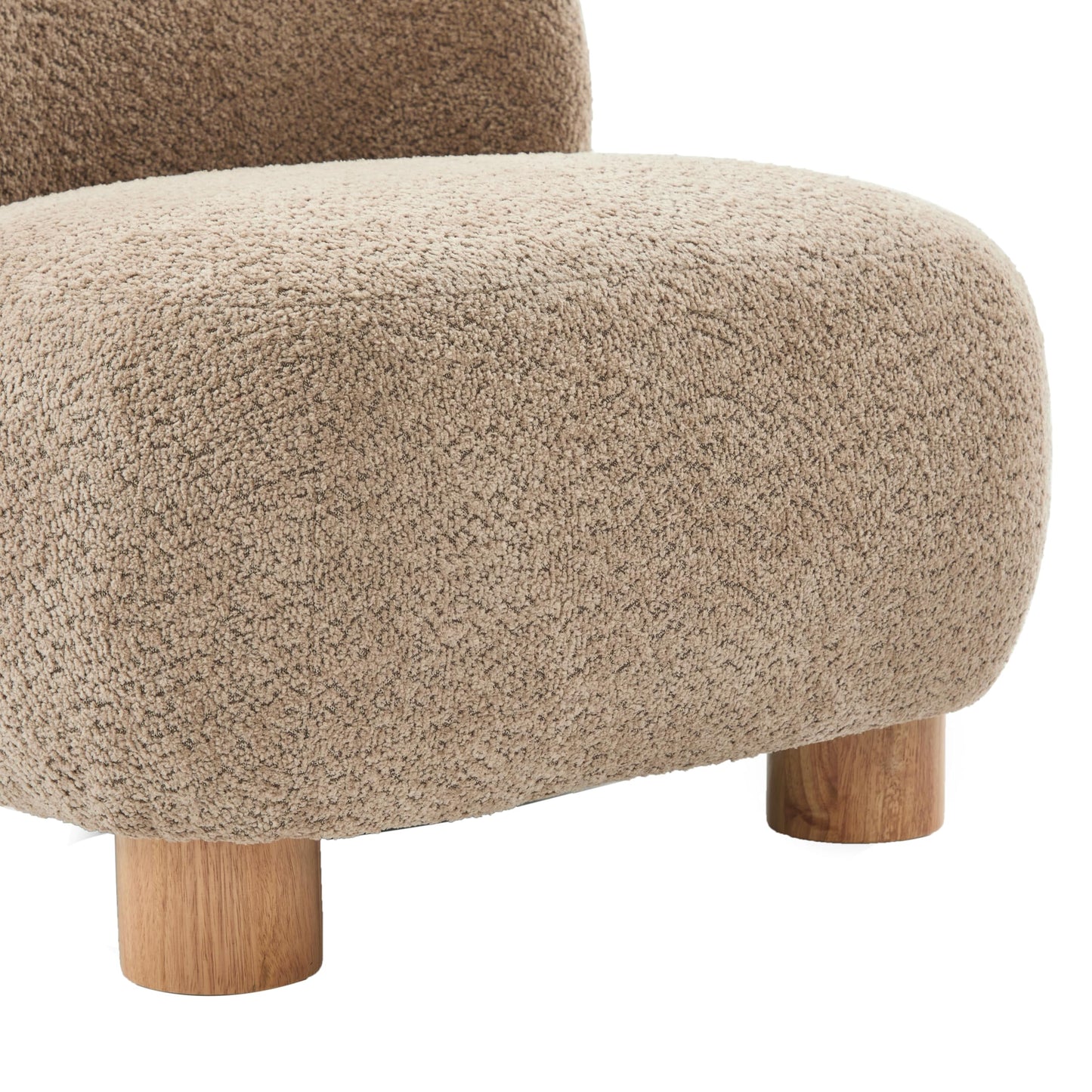 Christopher Knight Home Modern Low Profile Accent Chair for Living Room, Boucle Upholstered Armless Chair with Rubberwood Legs, Comfy Lounge Armchair, Plush Cloud-Like Seating for Bedroom, Light Brown