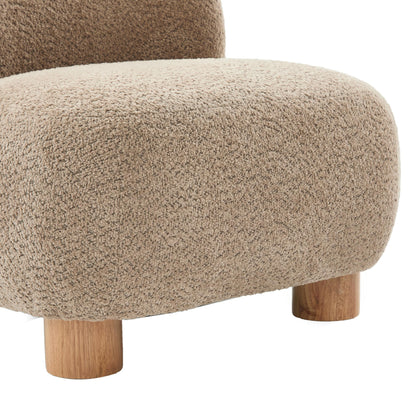 Christopher Knight Home Modern Low Profile Accent Chair for Living Room, Boucle Upholstered Armless Chair with Rubberwood Legs, Comfy Lounge Armchair, Plush Cloud-Like Seating for Bedroom, Light Brown