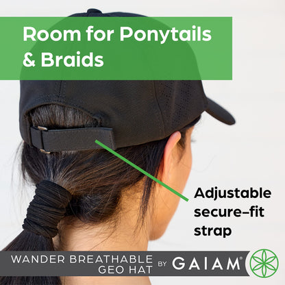 Gaiam Wander Breathable Geo Gray Hat - Cute Women's Baseball Hat for Summer, Lightweight, Adjustable Strap, Moisture-Absorbing Sweatband for Running & Hiking, 6-Panel Ball Cap for Women, Dusk