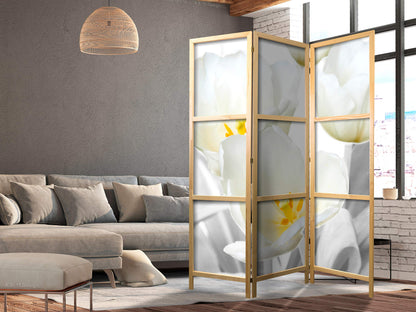 artgeist Japanese Room Divider Flowers 53 x 67 in - 3 Panel Folding Screen Japan Design Home Decoration Art Deco b-C-0395-z-b