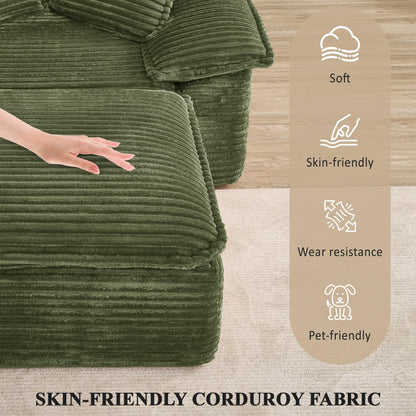 KEIKI 63" Oversized Lounge Sofa Chair with Ottoman, Deep Seat Cloud Couch Bed, Modular 1-Seater Sectional Sleeper Sofa, No Assembly Corduroy Couch for Reading Nook & Cozy Corner