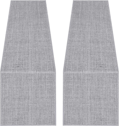 Grey Burlap Table Runners 2 Packs, 14"x72" Rustic Farmhouse Decor for Dining, Wedding, and Coffee Tables